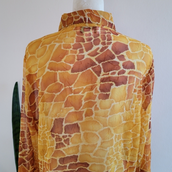 VTG Nicola Sheer Giraffe Print Blouse - Picture 8 of 12